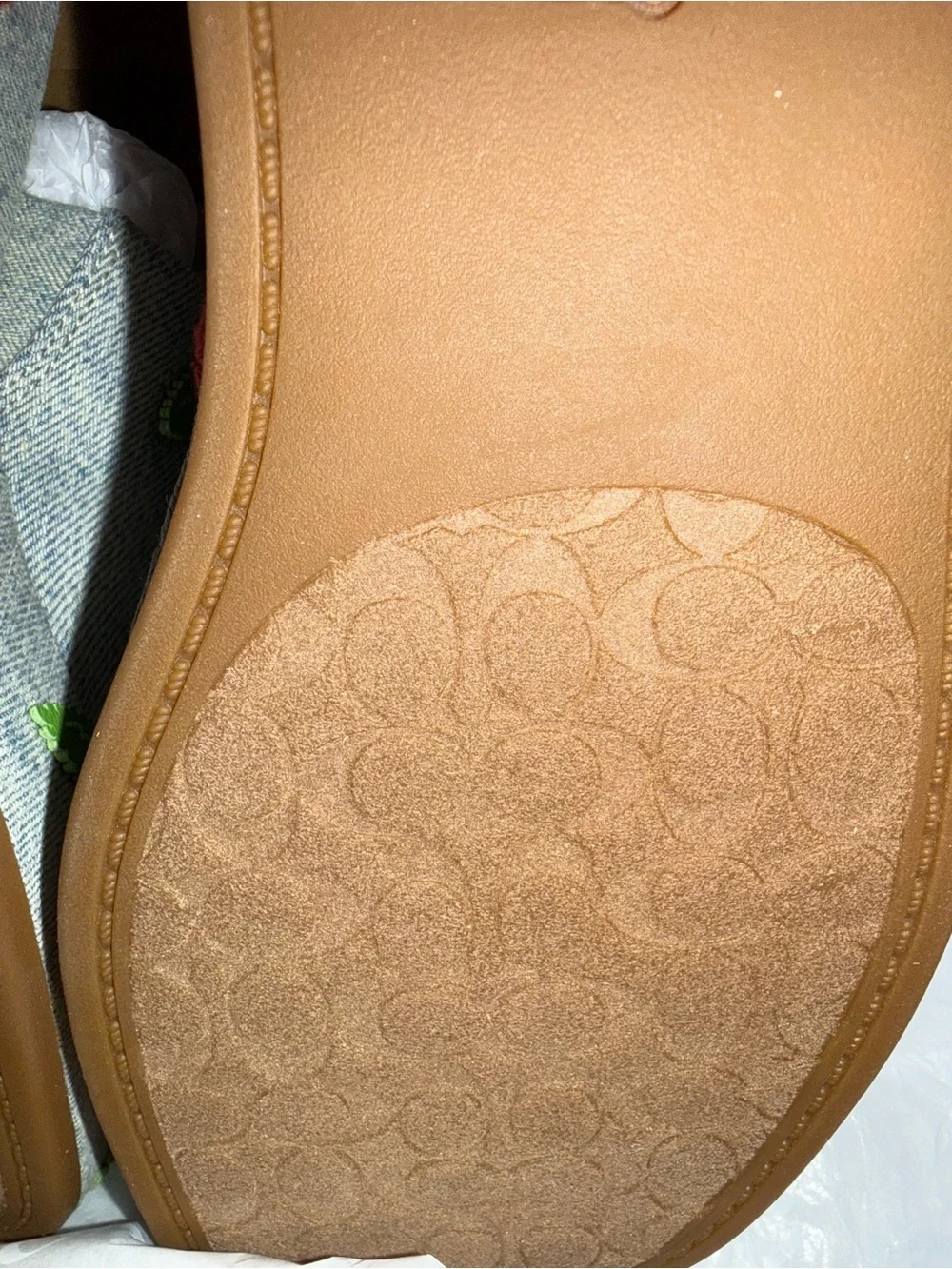 NWT Coach Marcy Denim Cherry Embroidery Platform Slides | Size 7.5